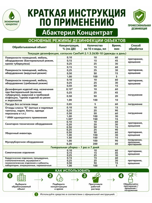 Абактерил Дезинфицирующее средство с моющим эффектом, 1 литр, 1 л, фото 5