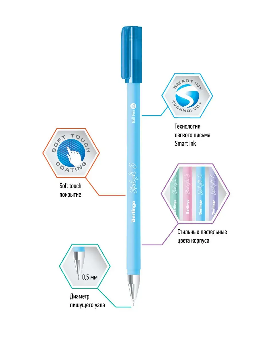 Ручка шариковая Starlight S, синяя Berlingo 8755653 купить в  интернет-магазине Wildberries