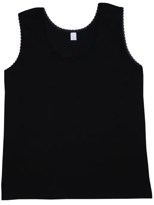 СВЕТ МАРИИ Майка бельевая большие размеры с кружевом, черный