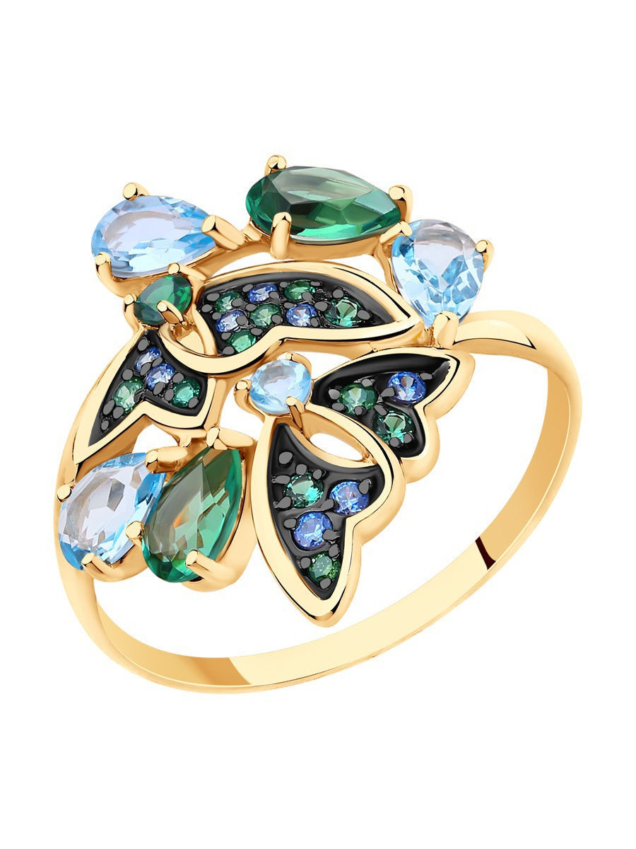 Золотое кольцо Соколов с миксом камней