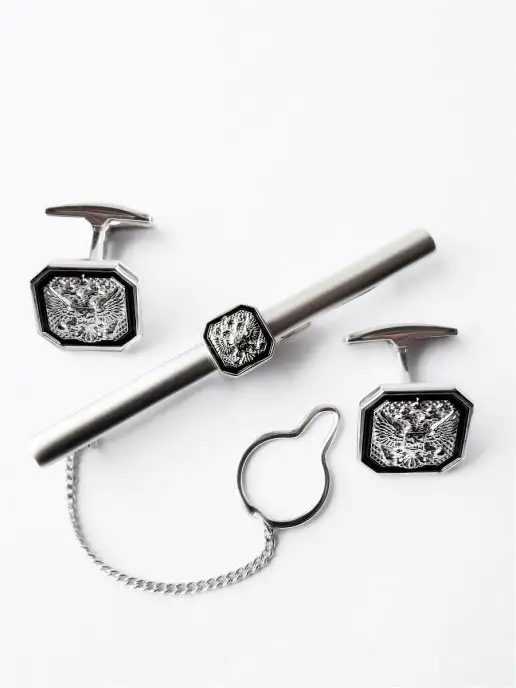 SILVERMEN комплект запонки Двуглавый орел, зажим, вариант, фото 3