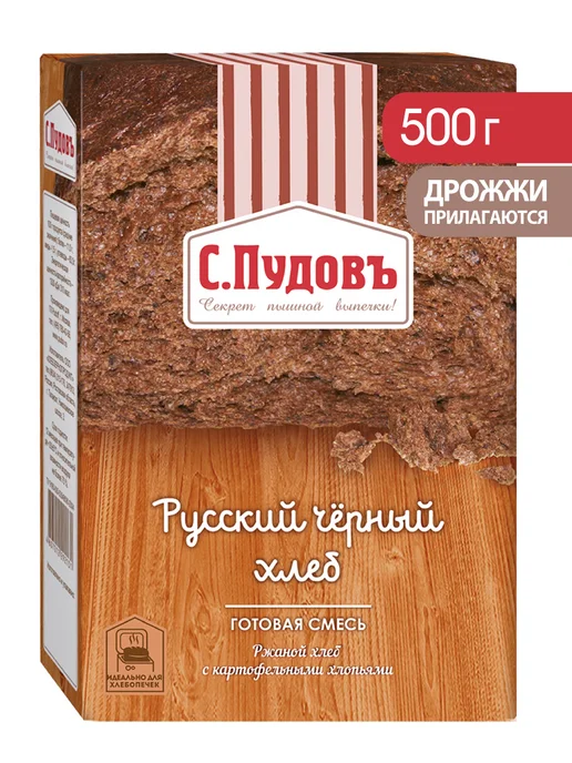С.Пудовъ Хлебная смесь "Русский черный хлеб", 500 г, 500 г