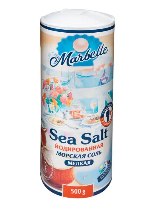 Marbelle Соль морская йодированная пищевая, мелкая 500 г, 500 г