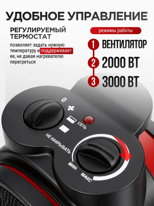 РЕСАНТА Тепловая электрическая пушка ТЭПК-3000K, черный, фото 2