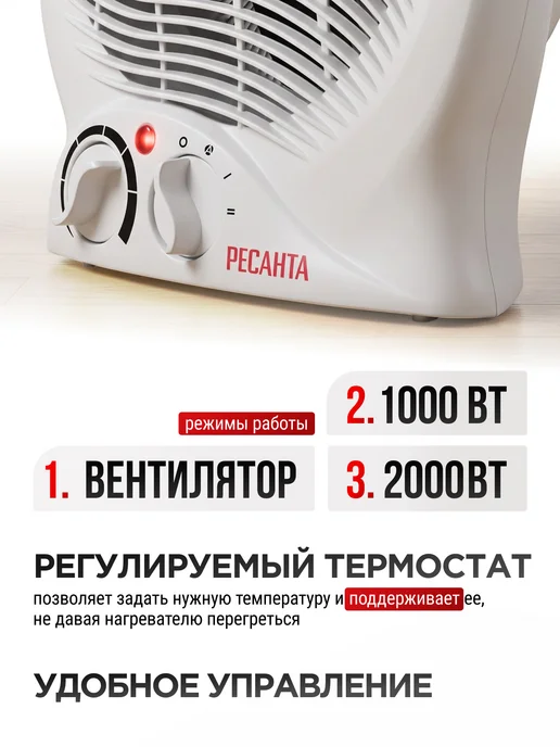 РЕСАНТА Тепловентилятор ТВС-2, белый, фото 2