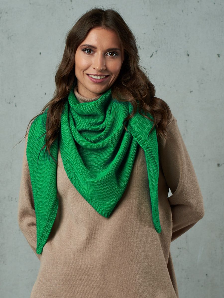 Большой зеленый шарф. Французский шарф. Дутый платок. Дутый платок на голову.