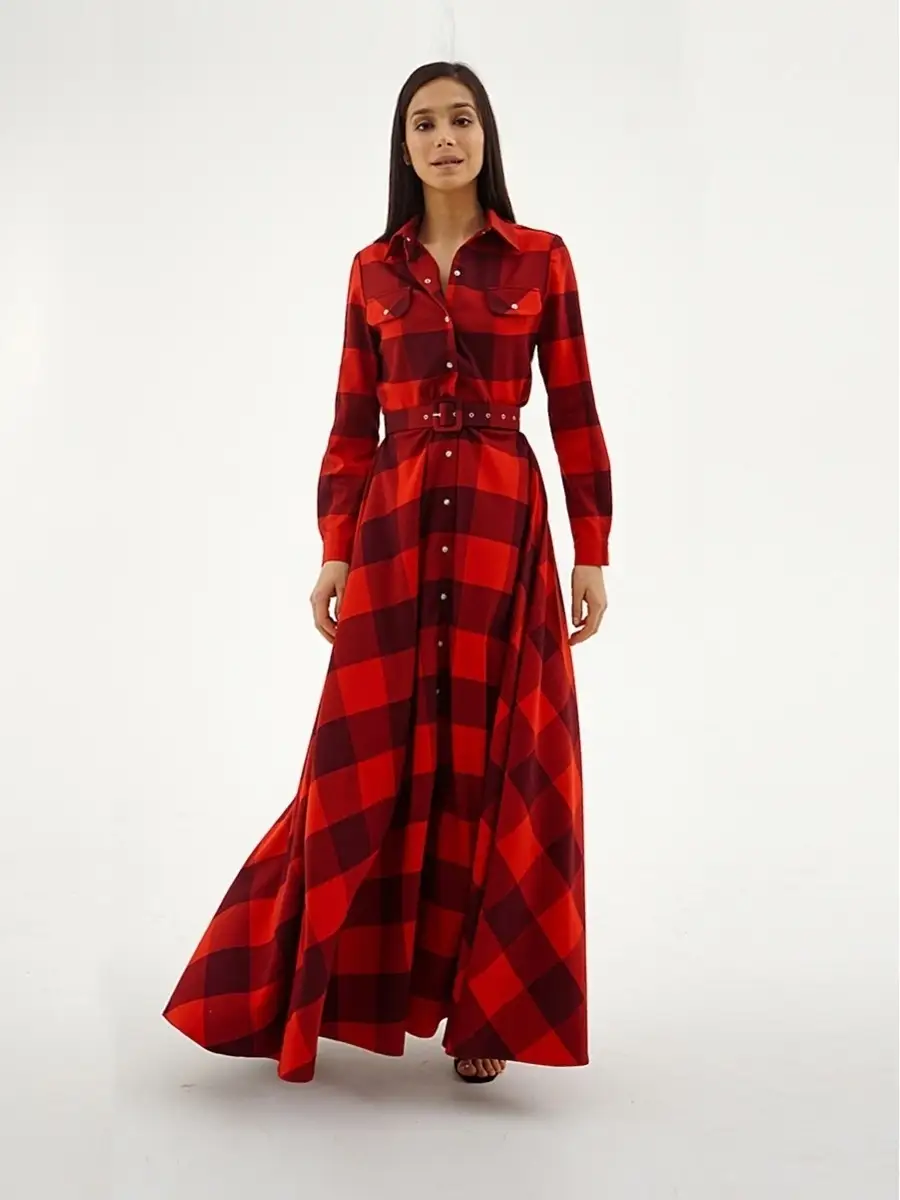 Платье в клетку длинным рукавом LANTAVA купить в интернет-магазине Wildberries