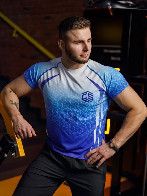 CROSS sport Спортивная футболка для кроссфита, бега, тренировок, синий