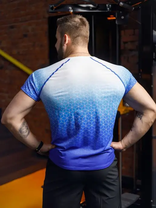 CROSS sport Спортивная футболка для кроссфита, бега, тренировок, синий, фото 4