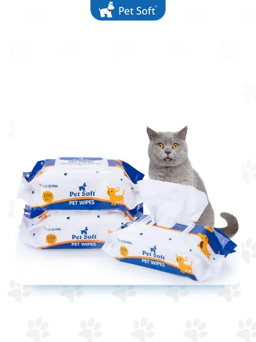Pet Soft Влажные салфетки для очистки шерсти и лап животных, вариант, фото 6