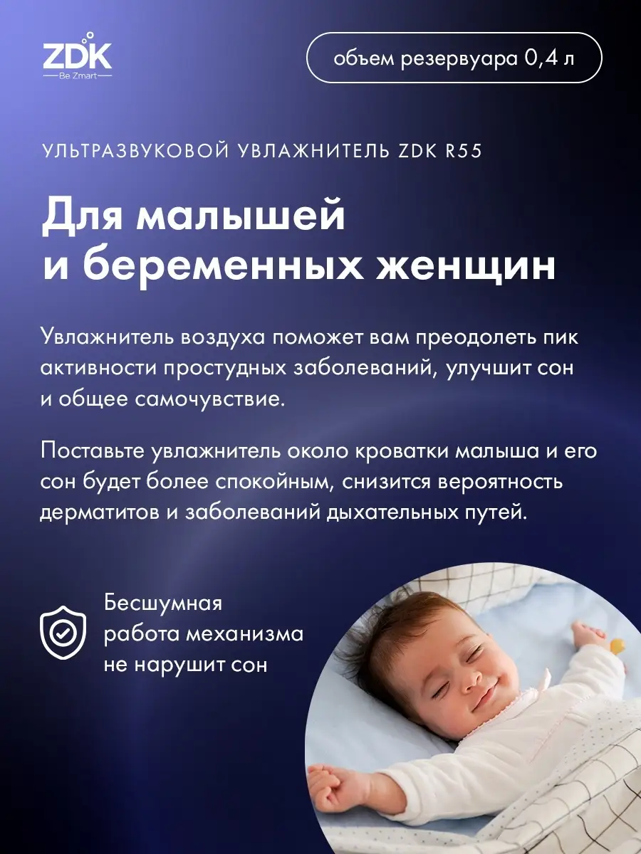 Увлажнитель воздуха мини для дома ночник ZDK 8952207 купить за 1 754 ₽ в  интернет-магазине Wildberries