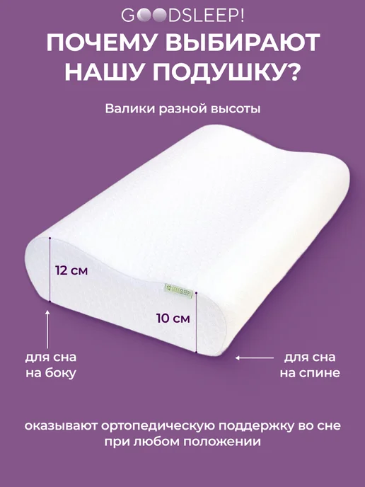 Goodsleep! Подушка ортопедическая с эффектом памяти COMFORT, белый, фото 5