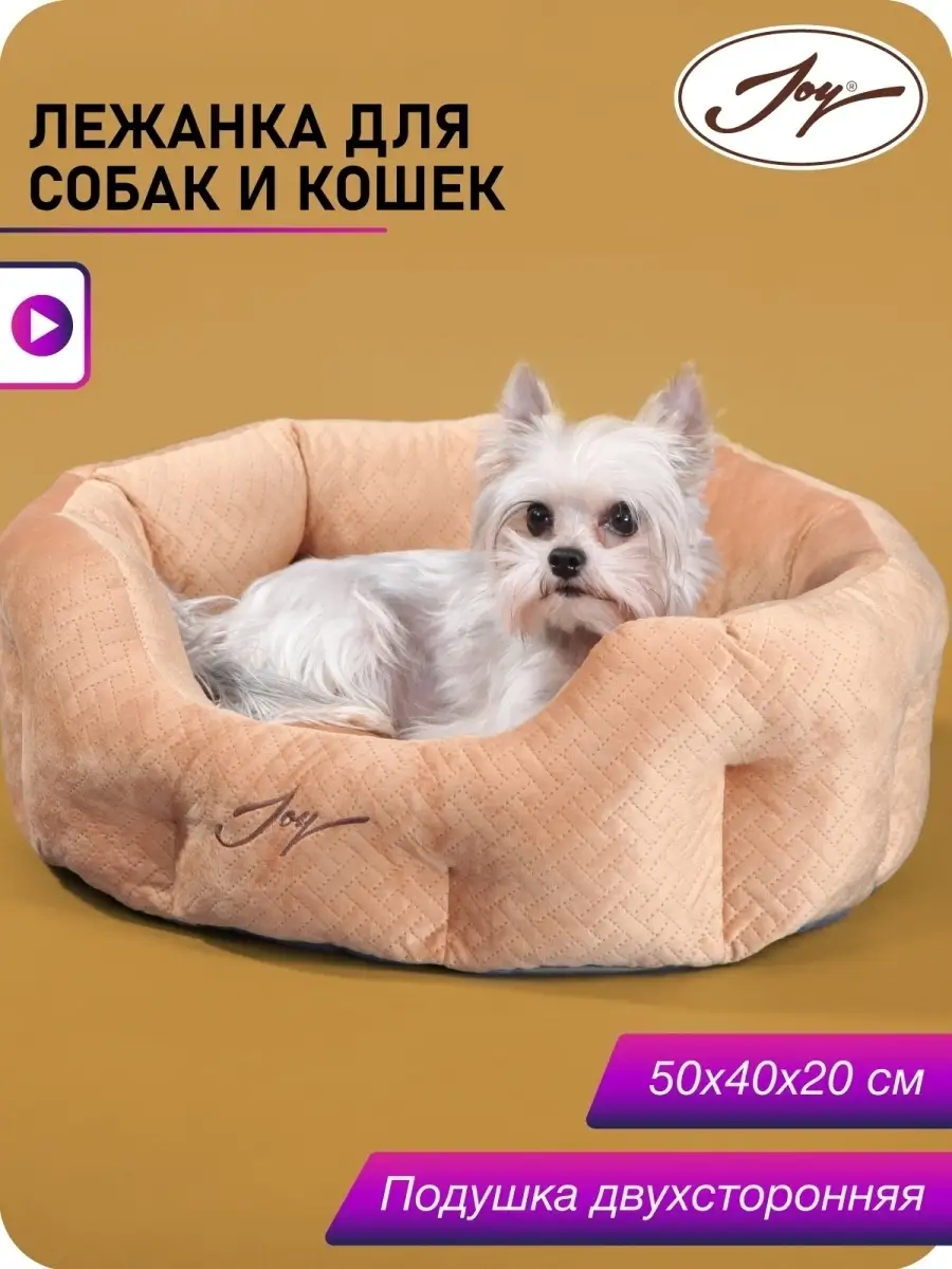 Лежанка для животных собак и кошек круглая 50*40*20 JOY 9004663 купить в  интернет-магазине Wildberries