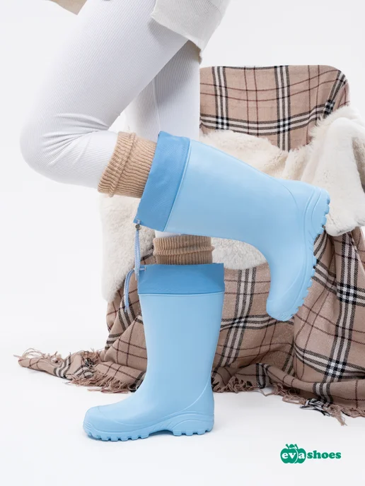 EVASHOES Сапоги резиновые утепленные, голубой, фото 3
