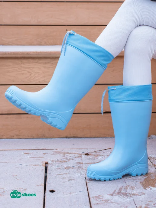 EVASHOES Сапоги резиновые утепленные, голубой, фото 7