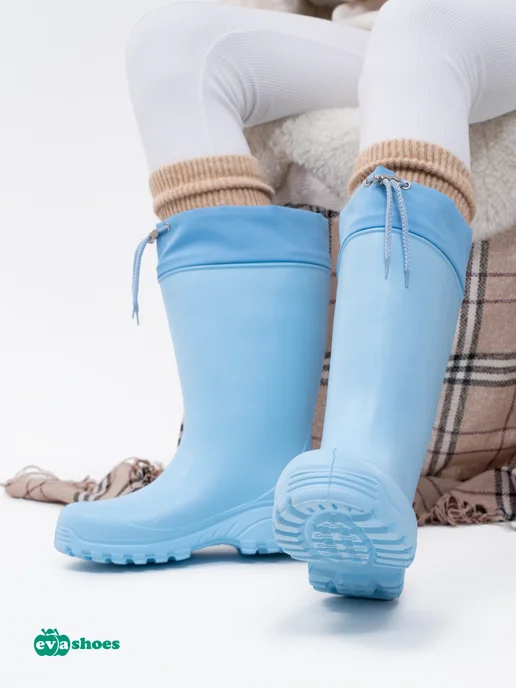 EVASHOES Сапоги резиновые утепленные, голубой, фото 8