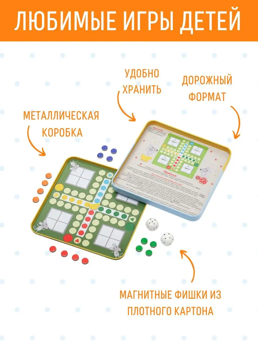 Магнитная настольная мини игра в дорогу Лудо для детей Бумбарам 9050365  купить за 401 ₽ в интернет-магазине Wildberries