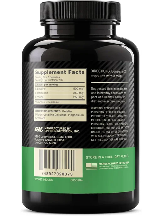 Optimum Nutrition Аминокислоты БЦАА 1000, BCAA, 200 капсул, вариант, фото 3