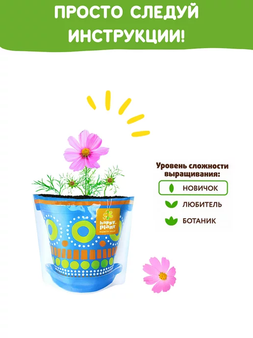 Happy Plants Набор для выращивания растений Вырасти сам цветы Космея, вариант, фото 6