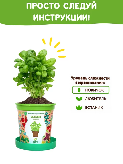 Happy Plants Набор для выращивания растений Базилик зеленый, зеленый, фото 5