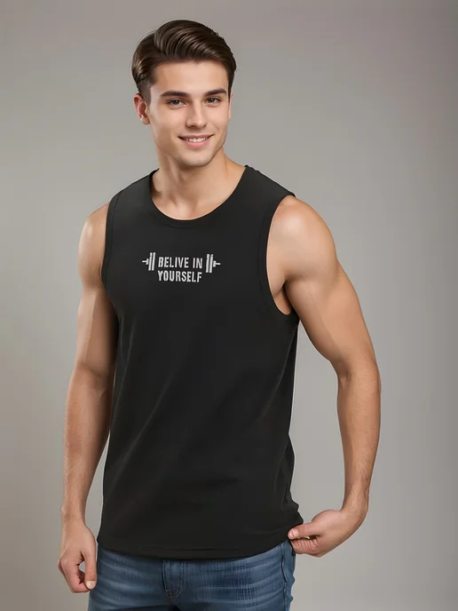 STREET INDUSTRIES Майка мужская летняя спортивная, черный, фото 3