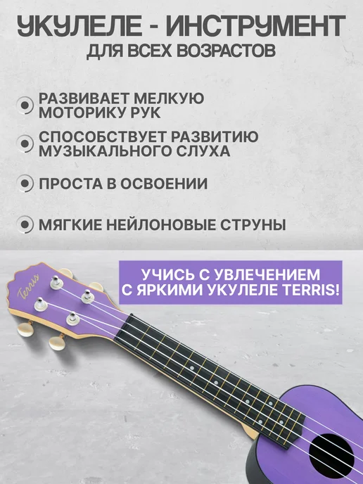 Terris Укулеле сопрано PLUS 50 VIO, фиолетовый, фото 3
