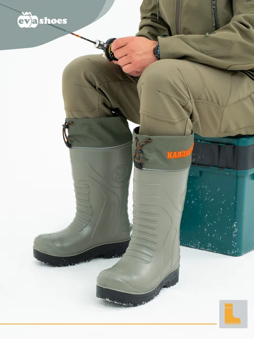 EVASHOES Сапоги резиновые зимние до -60С с усиленной подошвой, зеленый, фото 3