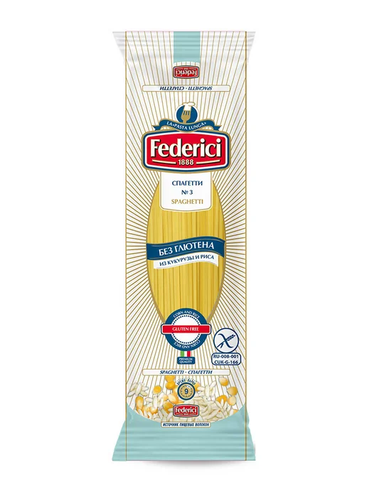 Federici Макароны Спагетти без глютена рис кукуруза, 400г, 400 г