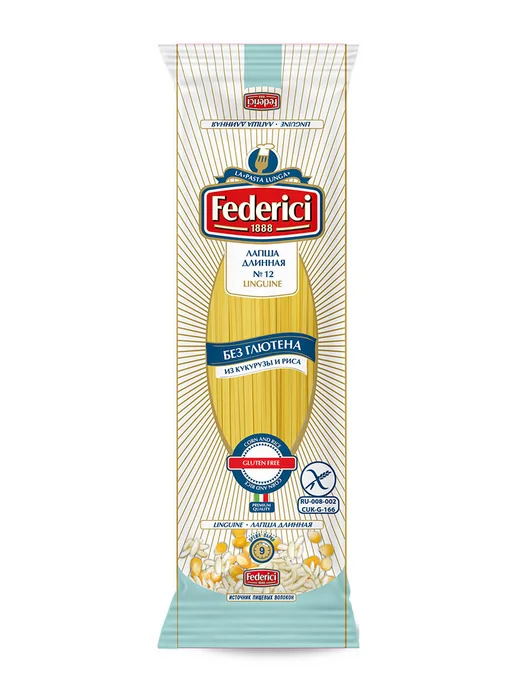 Federici Макароны Лингвини без глютена №12, 400г, 400 г