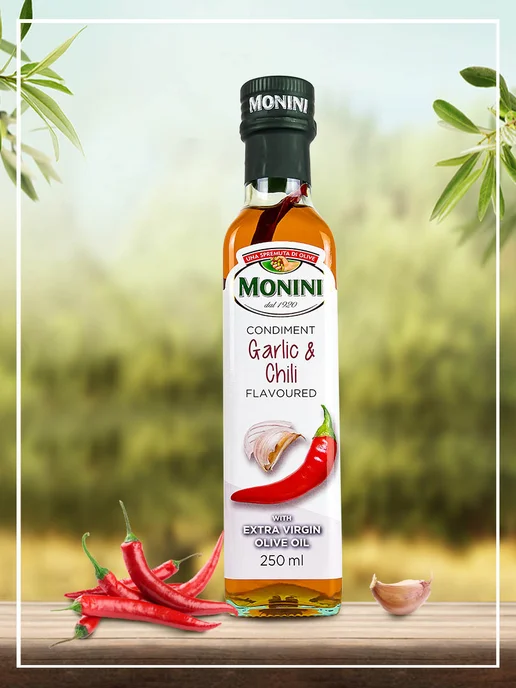 Monini Масло оливковое Экстра Вирджин Чеснок и перец, 0,25л, 0,25 л, фото 4