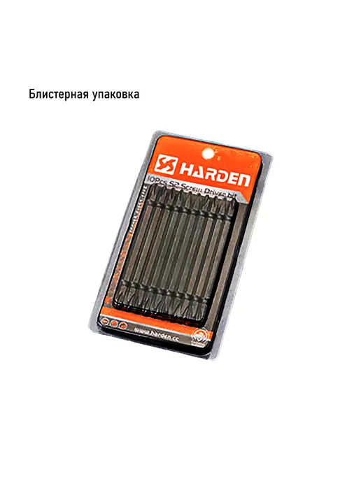 HARDEN Набор из 10 крестообразных двусторонних бит PH2 Phillips, оранжевый, фото 6