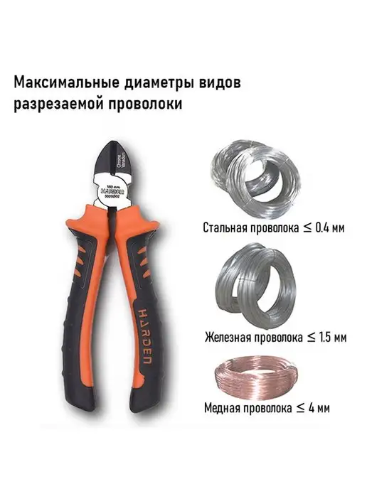 HARDEN Бокорезы Bulldog профессиональные CRV 185 мм, оранжевый, фото 5