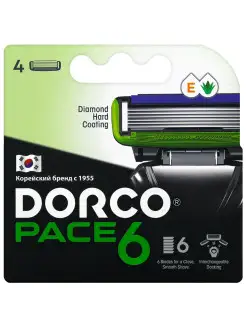 Сменные кассеты PACE6, 6-лезвийные, увл. полоса (4 кассеты) DORCO 9179952 купить за 608 ₽ в интернет-магазине Wildberries