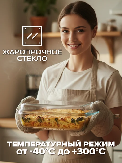 BORCAM Форма для запекания стеклянная с крышкой 4,1 л, подарочная, 4,1 л, фото 2