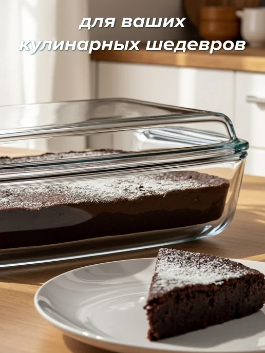 BORCAM Форма для запекания стеклянная с крышкой 4,1 л, подарочная, 4,1 л, фото 3
