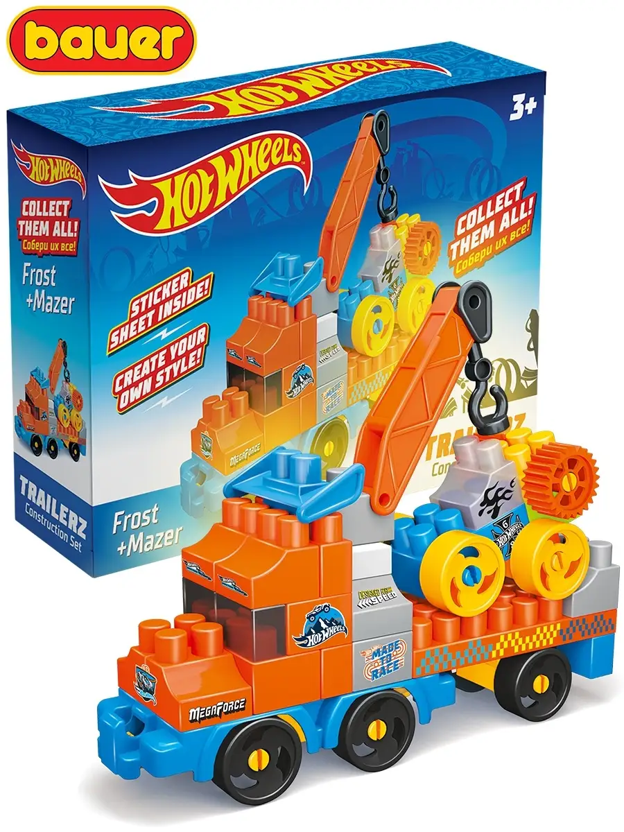 Конструктор машинка Bauer Hot Wheels Trailerz Frost + Mazer Bauer. 9224388  купить в интернет-магазине Wildberries