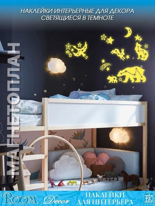 Room Decor Наклейки интерьерные, Светящиеся созвездия, желтый