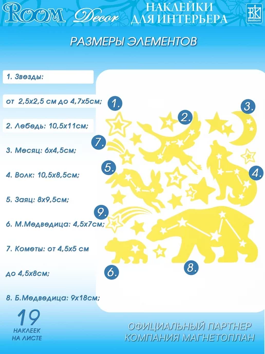 Room Decor Наклейки интерьерные, Светящиеся созвездия, желтый, фото 4