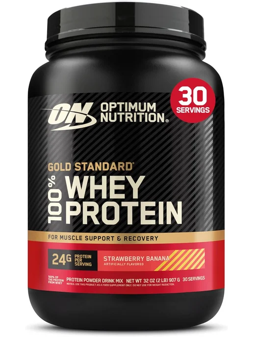 Optimum Nutrition Протеин Голд Стандарт 100% Вей, 907 г - Клубника-банан, 907 г