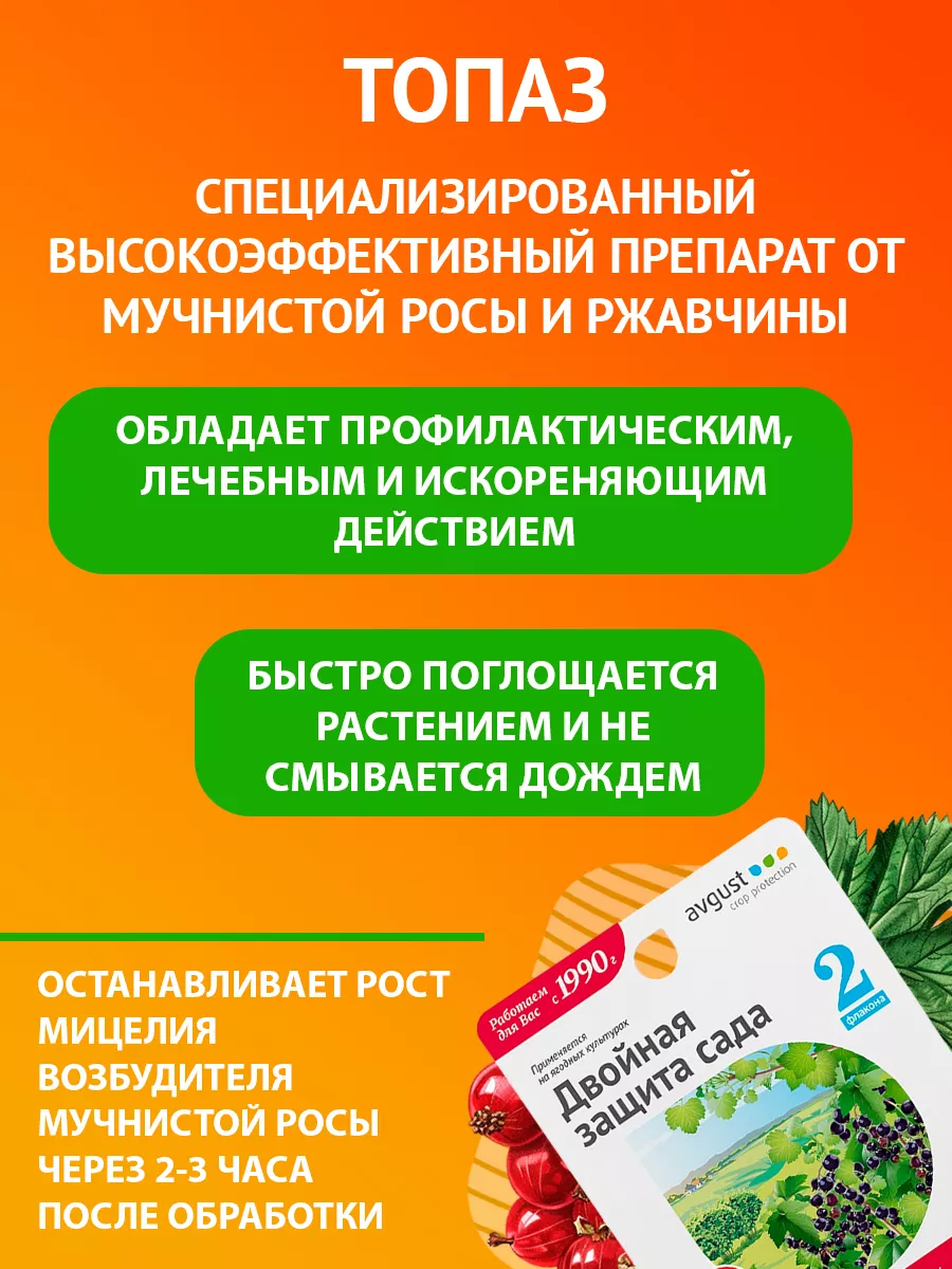 Средство от болезней и тли на смородине Топаз + Биотлин AVGUST 9243901  купить за 319 ₽ в интернет-магазине Wildberries