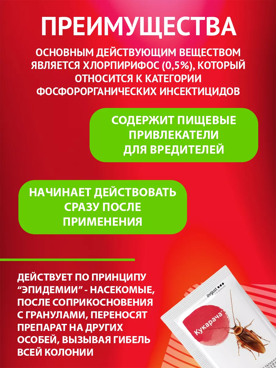 Средство от тараканов в доме чешуйниц и мокриц Кукарача 50 г AVGUST 9245073  купить за 109 ₽ в интернет-магазине Wildberries