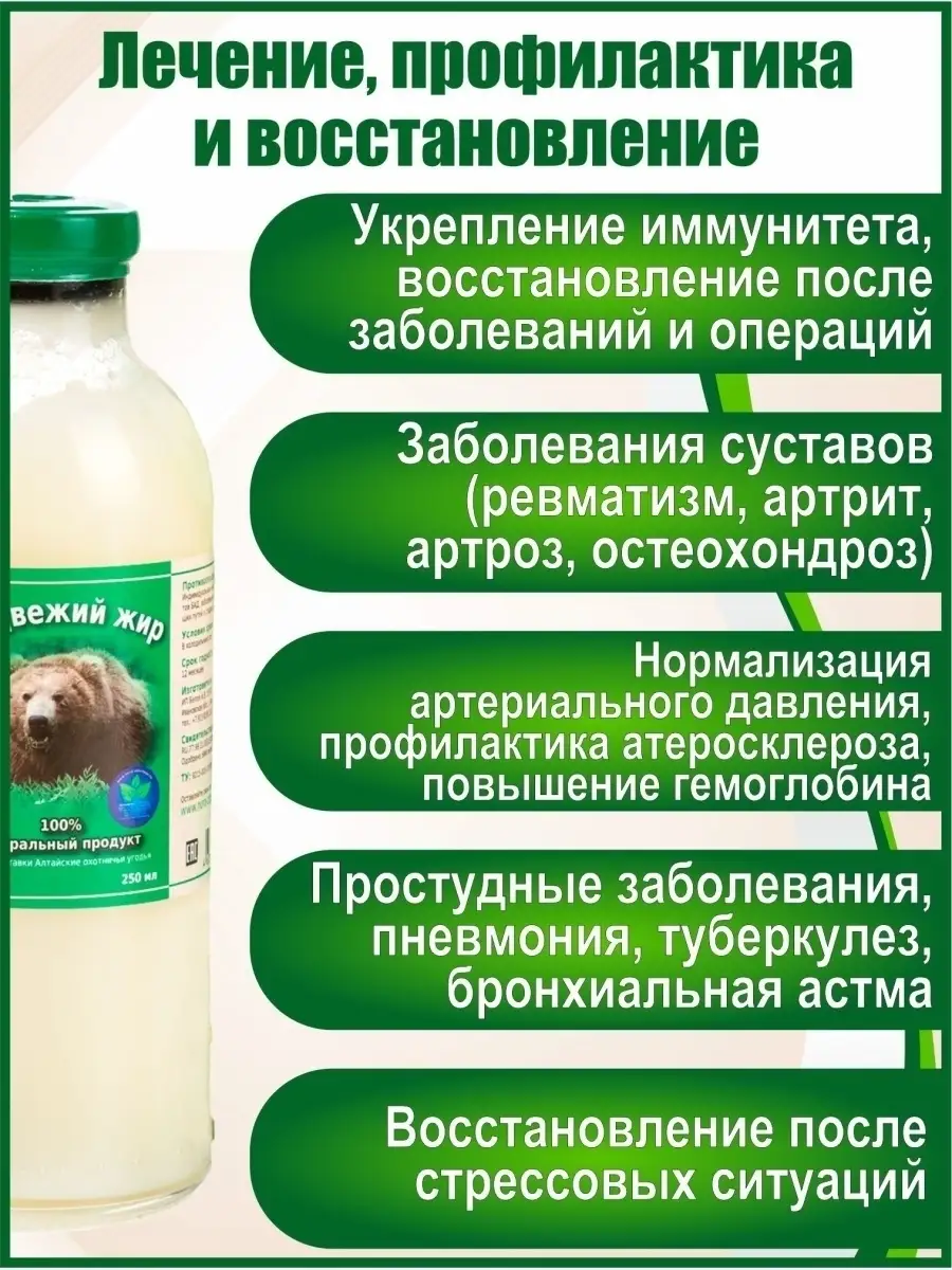 Медвежий жир натуральный, 250 мл Белов А.В. 9246510 купить за 972 ₽ в  интернет-магазине Wildberries