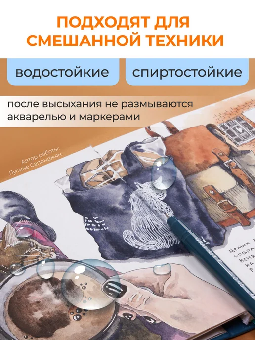 Малевичъ Набор капиллярных ручек линеров Graf'Art 0.3, 0.45, 0.9 мм, черный, фото 4