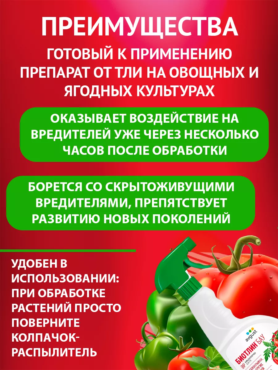 Препарат от тли на растениях деревьях Биотлин БАУ ВР 700 мл AVGUST 9276337  купить за 506 ₽ в интернет-магазине Wildberries