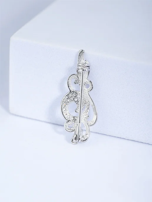 EFREMOV Брошь оригинальная стильная Серебро 925 с фианитами, серебристый, фото 6