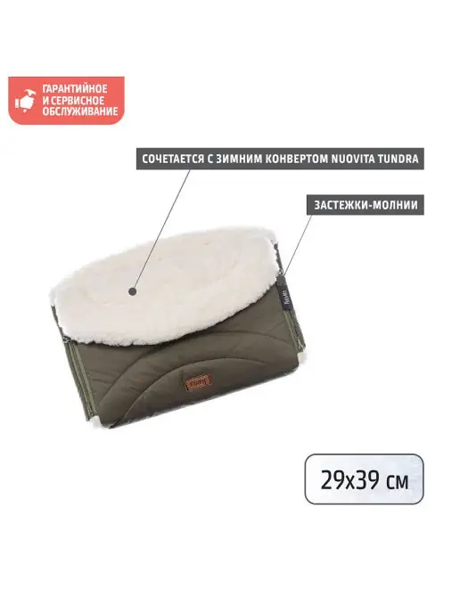 Nuovita Муфта меховая для рук Tundra Bianco на коляску, зеленый, фото 3
