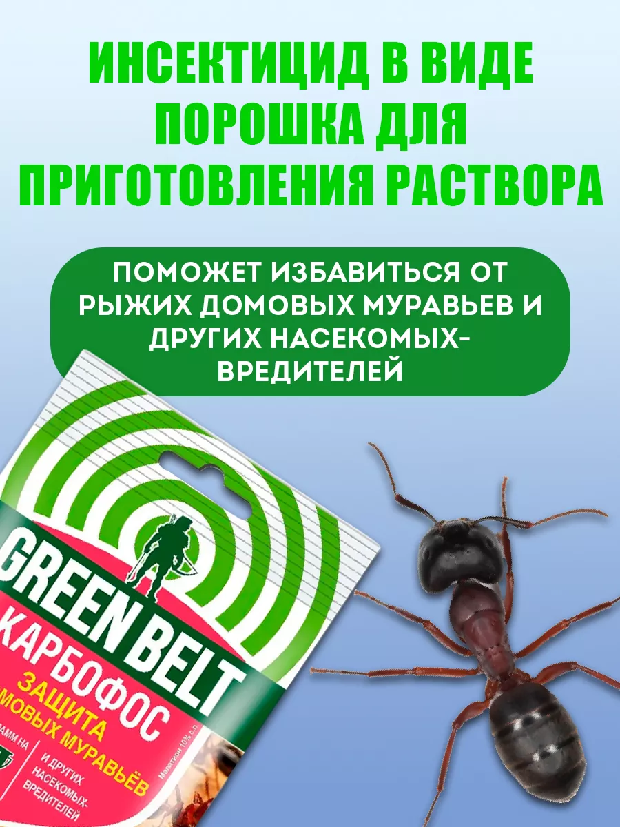 Средство от муравьев в квартире от насекомых Карбофос, 30 г Грин Бэлт  9363055 купить за 156 ₽ в интернет-магазине Wildberries