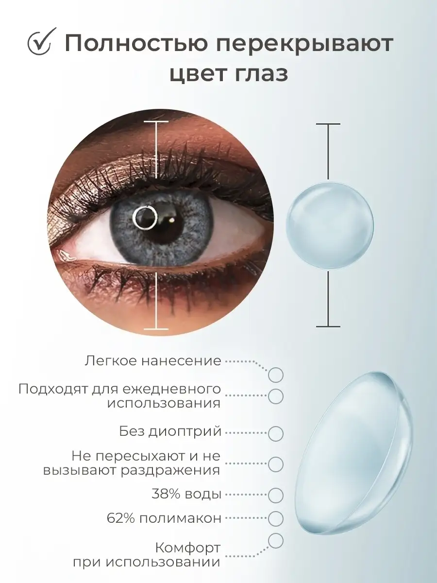 Линзы контактные цветные для глаз ежедневные гидрогелевые квартальные, аниме  косплей, голубые D-0.00 Adore 9428590 купить в интернет-магазине Wildberries