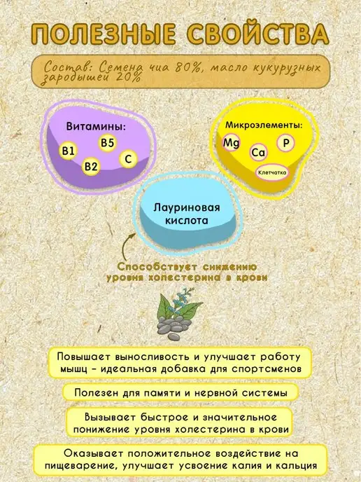Мералад Семена чиа для похудения натуральные урбеч 1 кг, 1 кг, фото 3