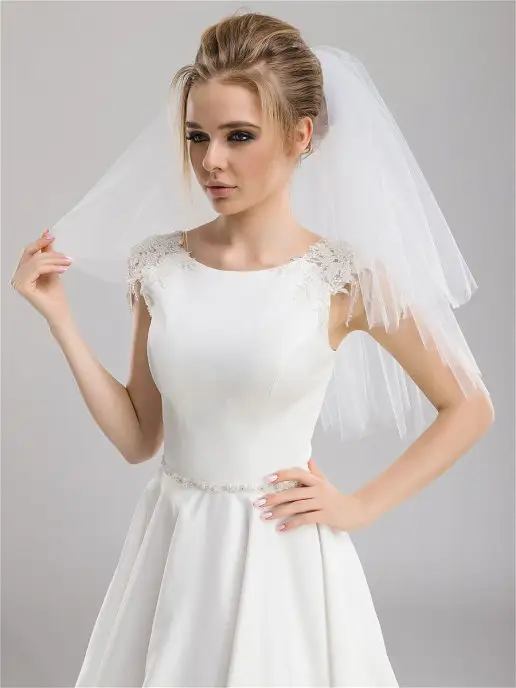 Дом Свадьбы Фата свадебная короткая, белый, фото 2